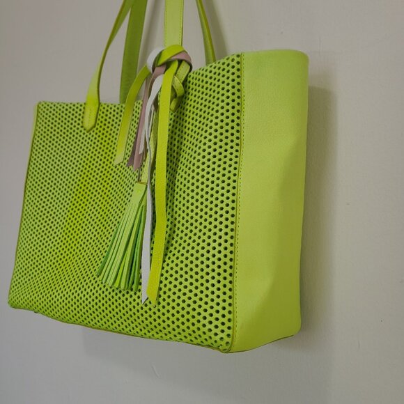 Suarez New York Tote Bag Perforated Made In Italy Blush Green Yellow - Picture 3 of 9
